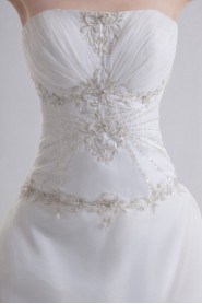 Organza Strapless Ball Gown with Embroidery