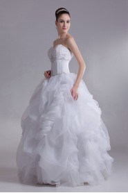 Organza Sweetheart Ball Gown with Embroidery