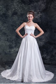 Taffeta A Line Gown with Embroidered Bodice