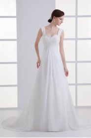 Chiffon A Line Gown with Embroidery