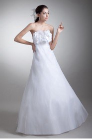 Organza and Satin Strapless A Line Gown