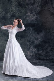 Satin Sweetheart A Line Gown with Embroidery
