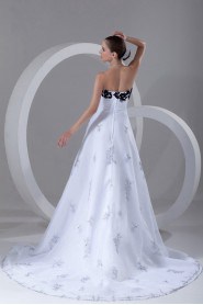Organza Scoop A Line Gown with Embroidery
