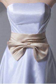 Satin Strapless A Line Gown with Sash