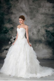 Organza Sweetheart A Line Gown with Hand-made Flower