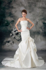 Satin Strapless Sheath Gown with Hand-made Flower