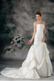 Satin Strapless Sheath Gown with Hand-made Flower