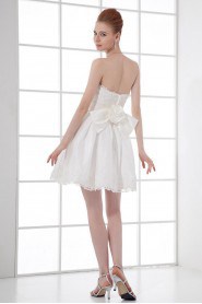 Satin Strapless A Line Short Dress with Sash