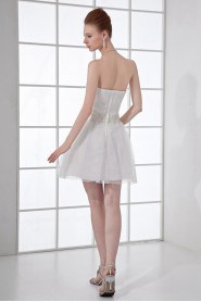Net and Satin Strapless Short Dress with Sash