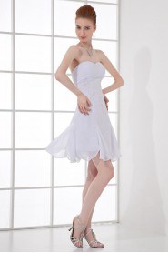 Chiffon Strapless Short Dress with Embroidery