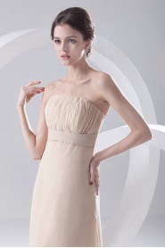 Chiffon Strapless Column Ankle-Length Dress