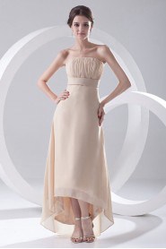 Chiffon Strapless Column Ankle-Length Dress