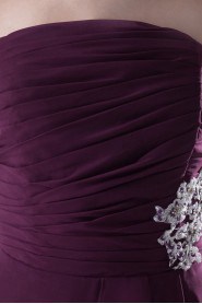 Taffeta Strapless Knee Length Dress with Embroidery