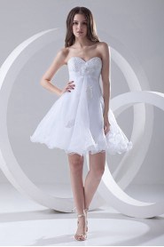 Organza Sweetheart Short Dress with Hand-made Flower
