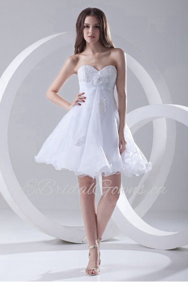 Organza Sweetheart Short Dress with Hand-made Flower