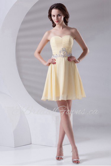 Chiffon Sweetheart A Line Short Dress with Embroidery
