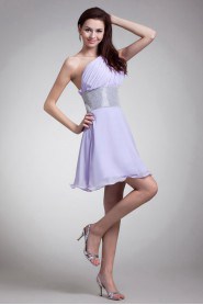 Chiffon Asymmetrical Short Dress with Sequins