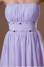 Chiffon Strapless Ankle-Length Dress with Embroidery