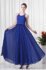 Chiffon Column Ankle-Length Dress with Directionally Ruched Bodice