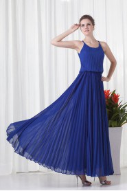 Chiffon Column Ankle-Length Dress with Directionally Ruched Bodice