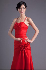 Satin Sheath Dress with Directionally Ruched Bodice