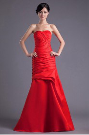 Satin Sweetheart A Line Dress with Gathered Ruched Bodice
