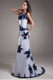 Organza Strapless A Line Dress with Embroidery