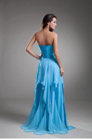 Chiffon Strapless A Line Dress with Directionally Ruched Bodice