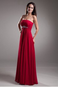 Chiffon Strapless Empire Dress with Embroidery