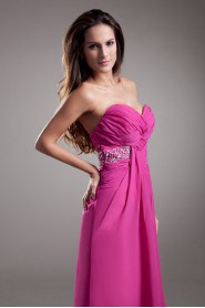 Chiffon Sweetheart Coloum Dress with Embroidery