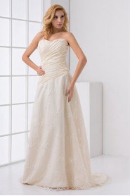 Lace Sweetheart A Line Dress with Crisscross Ruched Bodice