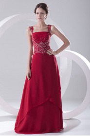 Chiffon Strapless A Line Dress with Embroidery