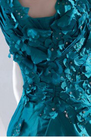 Taffeta Asymmetrical A Line Dress with Embroidery