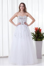 Organza Sweetheart A Line Floor Length Dress with Sequins