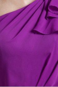 Chiffon Asymmetrical Coloum Dress with Sash
