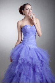 Satin and Net Sweetheart Sheath Dress with Crisscross Ruched Bodice