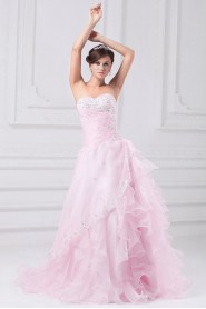 Organza Sweetheart A Line Dress with Embroidery