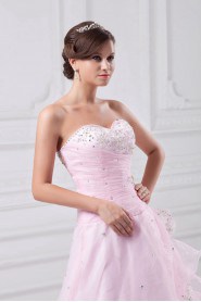 Organza Sweetheart A Line Dress with Embroidery