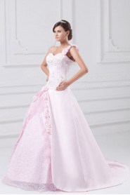 Satin Sweetheart Ball Gown with Embroidery