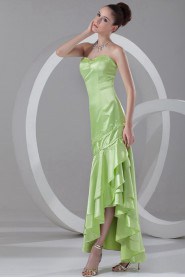Satin Sweetheart Ankle-Length Sheath Dress with Embroidery