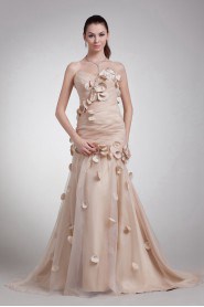 Organza Sweetheart Sheath Dress with Embroidery