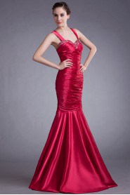 Satin Straps Mermaid Dress with Embroidery
