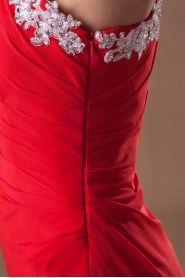 Chiffon One Shoulder Sheath Dress with Embroidery
