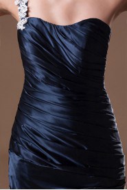 Satin One Shoulder Column Dress with Embroidery
