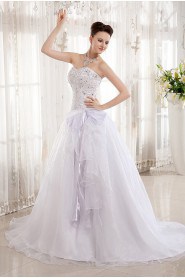 Organza and Charmeuse Sweetheart A-Line Dress with Embroidery