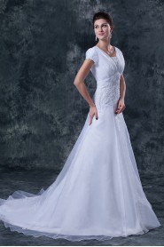 Satin and Tulle Straps Neckline A-Line Dress