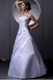 Taffeta Strapless Floor Length A-Line Dress with Ruffle