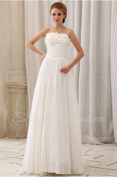Chiffon Strapless A-Line Dress with Ruffle Embroidery