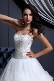 Mesh and Satin Scoop Neckline Ball Gown