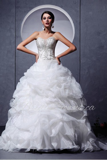 Organza Sweetheart Ball Gown with Beaded and Ruffle